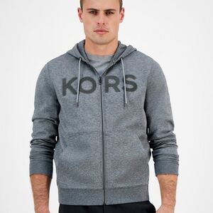 Michael Kors Men’s Full Zip Hoodie Melange Textured Logo Size S